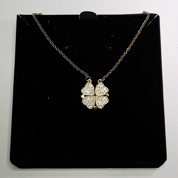 Jewelry - N0021 Brandnew Elegant Gold Clover Two In One Open Pendant Necklace